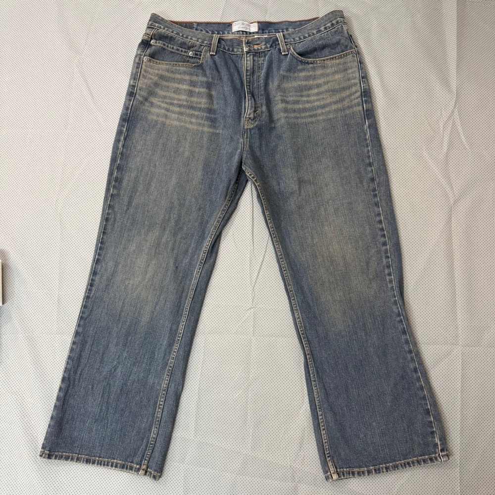 Levi Strauss Signature Jeans Mens 38 Blue Low Loose Bootcut Y2K Baggy Faded